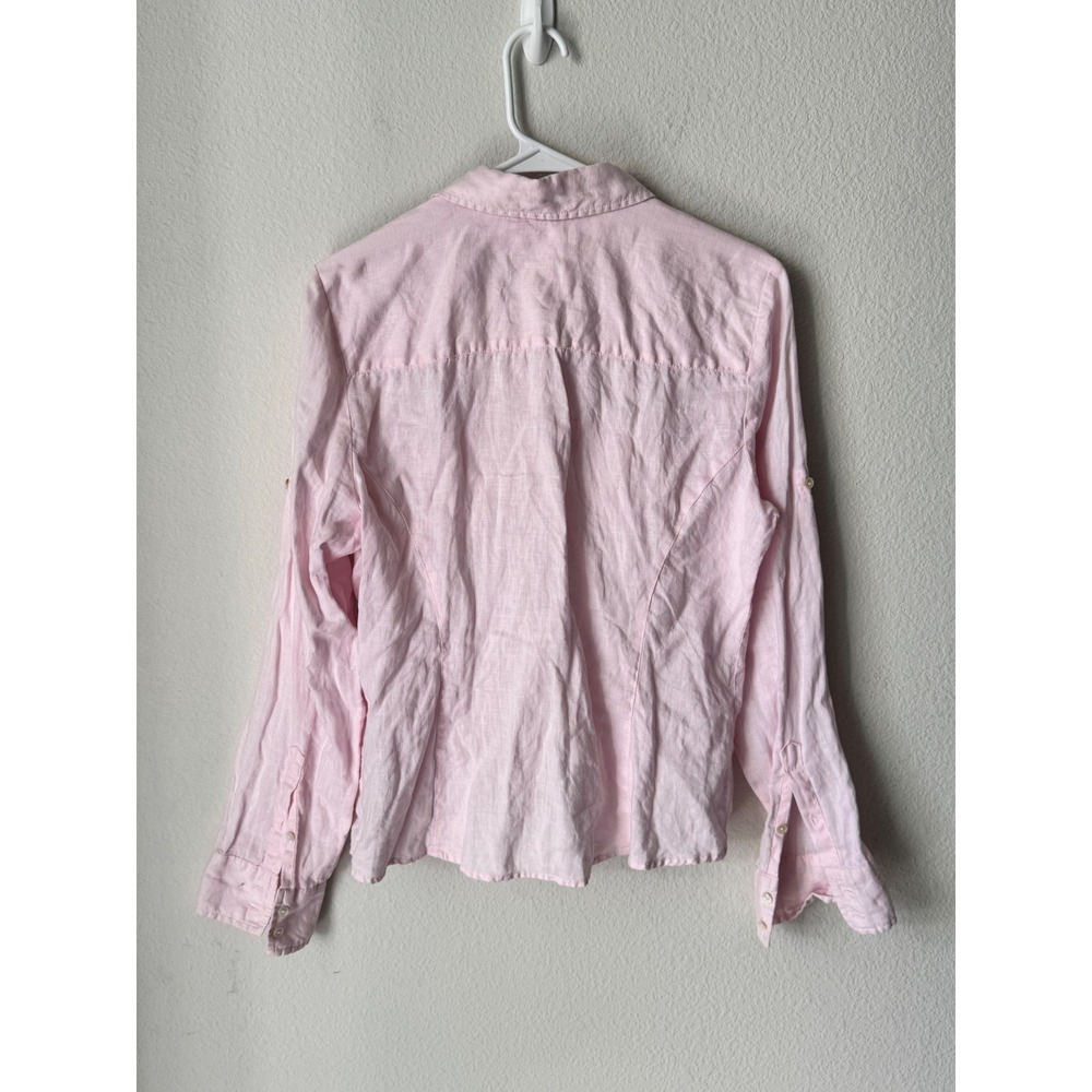 Tommy Hilfiger Pink 100% Linen Button Down Shirt Long Sleeve BJG-TAI L/G - Picture 7 of 7
